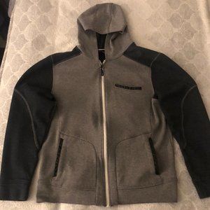 INC GRAY HOODIE ZIP UP KANGA POUCH WITH UPPER FRONT POCKET EXCELLENT CONDITION